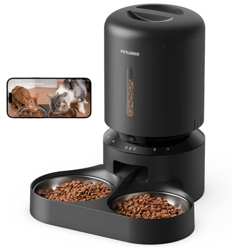 PETLIBRO Automatic Cat Feeder with Camera for 2 Cats, Dual Bowl, Black