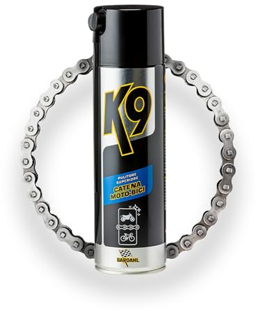 Bardahl K9 - Pulitore Superiore Catena Moto-Bici, Rimuove Morchie, Grasso, Olio e Sporco, Detergente Spray per Catena e Forcellone Moto e Bici, con Formula Anti Usura, 500 ml