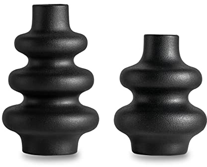 Vase Schwarz Matt,vasen Deko Für Pampasgras,Keramik Vase,Büro&Wohnungsdekoration Für Frische ​Blumen, Trockenblumen, Blumenstrauß, 2pcs