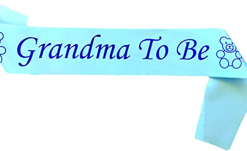 Schärpe für die werdende Oma, blau, Satin, Babyparty-Dekorationen, Geschenke für sie, Schärpen Bündel Papa – große Schwester – Oma – Nanny – Schärpen für Tante, 3 Farben (Rosa, Blau, Weiß)