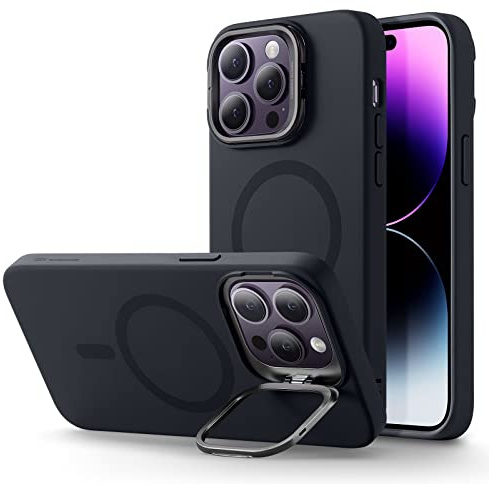 ESR Cloud Kickstand Case for iPhone 14 Pro Max, MagSafe Case with Stand, Military-Grade Protection, Strong Magnetic Lock, Built-in Camera Ring Stand, Black