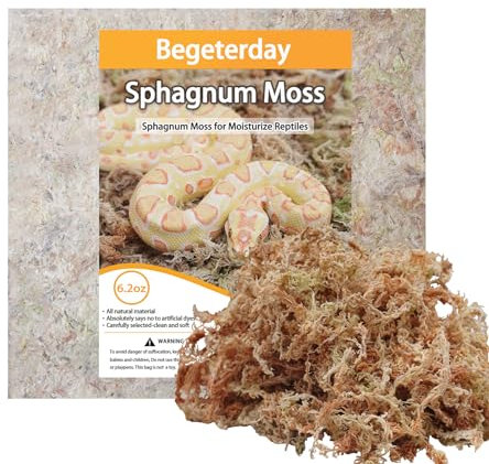 Begeterday 175g Natürliches Sphagnum Moos für Reptilien, Ideales feuchtigkeitsspeicherndes Medium für Schlangen, Schildkröten und andere Reptilien,Gut für Terrarien für Reptilien & Amphibien