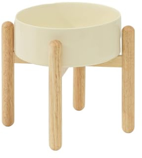Havniva erhöhte Hundeschalen, Keramik-Hundefutterschalen mit Ständer | 21 cm erhöhte Hundenäpfe mit rutschfestem Holzständer, Futter- und Wassernapf-Set, Hundenäpfe für große Hunde