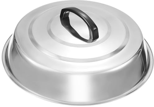 Stainless Steel Pot Lid Heavy Duty Cheese Melting Dome 12 Inch Round Basting Cover Pans Pots Lid Replacement Steaming Cover for Flat Top Griddle Grill Cooking