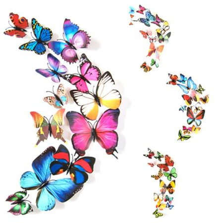 JTKREW 24 Pezzi 3D Farfalle Adesivi Murale Arte Adesivo Murali per pareti Vari Colori Decorazione casa Stickers murali