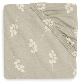 Jollein Drap-Housse en Jersey - Twig - Vert Olive - 70 x 140 cm - 100% Coton - Beige avec Branches Vert Olive