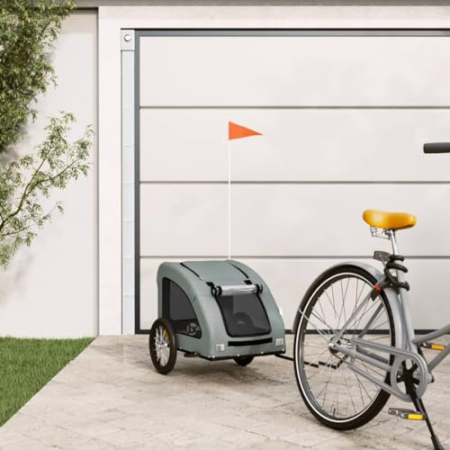 ZEYUAN Fahrradanhänger Hunde Grau Oxford-Gewebe und Eisen, Fahrrad Anhänger, Lastenanhänger, Handwagen, Fahrrad-lastenanhänger, Lastenfahrrad 93958