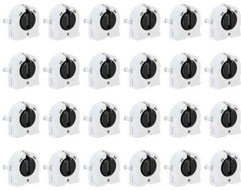 PATIKIL T8 Leuchtstofflampenhalter, 24er Pack G13 Lampensockel LED Leuchtstoffröhrenfassung 500V Nicht geschalteter Dreh-Typ Lampenhalter Ersatz, 26x32x13mm