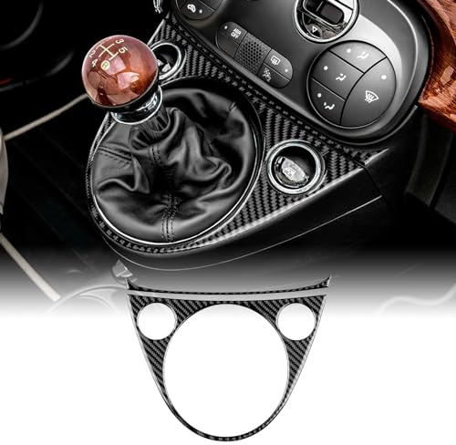 for Abarth 595 595C 2016-2023/695 Accessory Center Gear Panel Cover Black | KUNGKIC Carbon Fibre Interior Trim Self-adhesive Decal Decorative Styling Auto Parts RHD