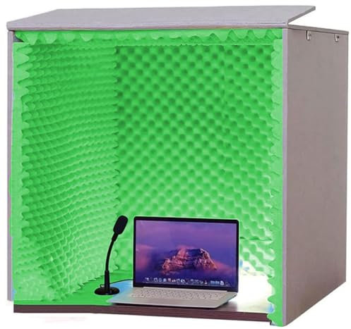 WDDEYYDS Soundproof Vocal Booth Easy to Assemble Microphone Recording Isolation Box For Studio foam microphone shield isolation For Vocal Home Offic,Green