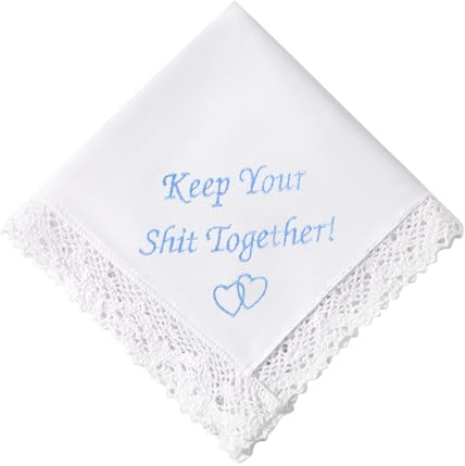 HOULIFE Broderad Spets Näsduk i Vit Bomull för Bröllop - Personlig Broderi för Brud Brudgum Bröllopsdag Present, 32 x 32 cm/12,6 x 12,6 Tum