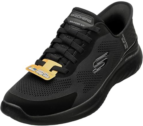 Skechers Herr handsfree Slip-ins Bounder 2.0 EMERGED Sneaker, Svart nät syntetisk, 46 EU