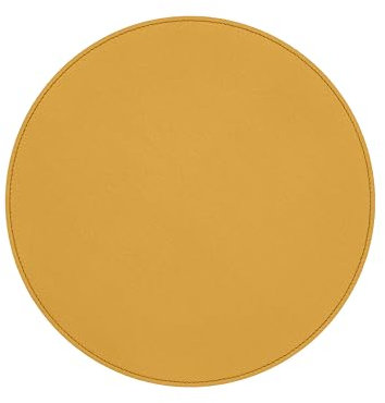 Eglooh - Apollo - Runde Schreibtischunterlage aus echtem Leder Gelb cm 35x35 - Handwerkliche Nähte und rutschfester Boden - Made in Italy