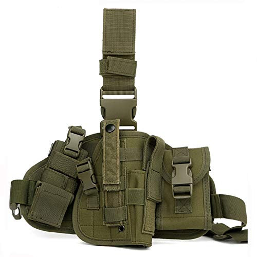 ANSNOW Universell Verstellbares Militärisches Taktisches Drop-Leg-Oberschenkel-Pistolenholster, Plattform-Panel Mit Molle-Taschen, Jagdtasche (6 Farben Optional)/Grün/S