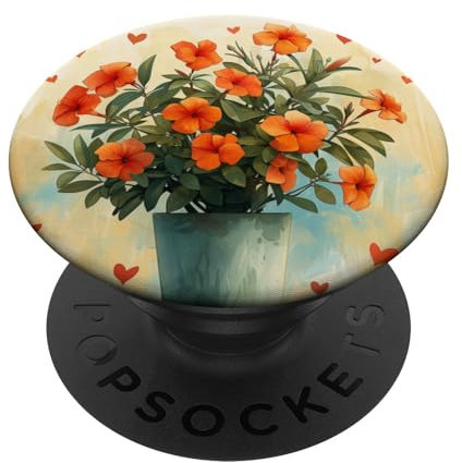 Oleander Plant In Pot Cottagecore Hearts Graphic PopSockets Swappable PopGrip