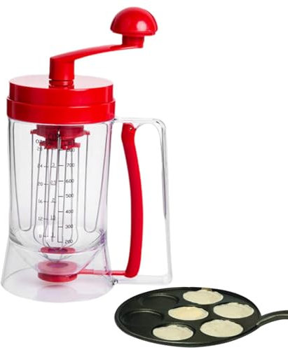yybng Teigspender Teigportionierer, 900ml Handheld Teigdosierer, Pfannkuchenteigspender Mit Rührfunktion, Manueller Pfannkuchen Cupcake Teigmischer Spender Mixer