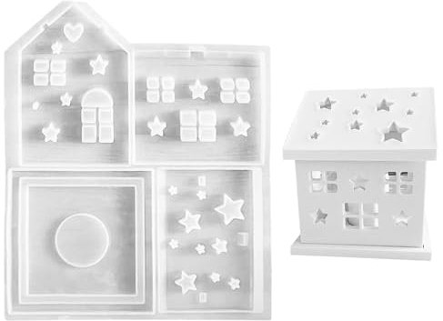 Silikonformen Gießformen Häuser, 3D Silikonform Haus Kerzenhalter Weihnachten, Gießform Zum Gießen Gips