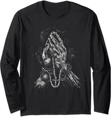 Christentum betende Hände Rosenkranz betende Hände Langarmshirt