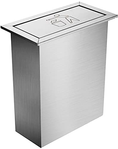 BGFYUSF Pattumiera da Cucina in Acciaio Inox， pattumiera da Incasso nel Mobile， Coperchio del Piano di Lavoro Incassato， Scivolo per rifiuti con Coperchio a ribalta，，