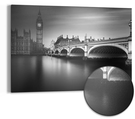 DEQORI Metall Magnettafel | 60x40 cm cm groß | Motiv Londoner Zeitlosigkeit | Whiteboard für alle Magnete | Magnetboard Wand-Tafel für Küche & Büro | Design Magnetwand Pinnwand magnetisch