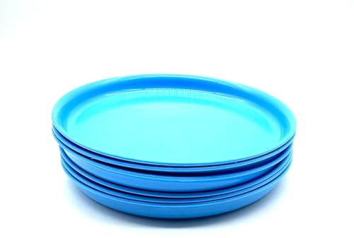 6 Stück Teller Speiseteller Ø 18 cm Partygeschirr Campinggeschirr Plastikgeschirr Kunstsoffgeschirr, Mehrweggeschirr, Farbe hellblau