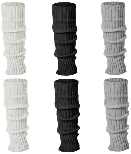 FENQURO Lot de 3 paires de jambières tricotées pour femmes et filles, genouillères chaudes pour bottes d'hiver, chaussettes longues tendance pour femme, jambières au crochet kawaii des années 90 pour
