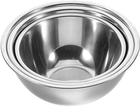 Amosfun 3-teiliges Rührschüssel-set Aus Edelstahl Retro-metallschüssel Zur Suppenaufbewahrung Großes Fassungsvermögen Zum Kochen Und Backen