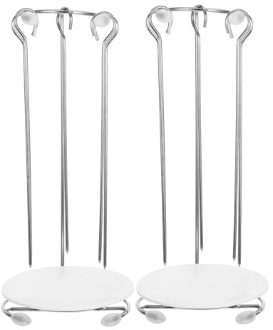 TOGEVAL Estante para Brochetas de Acero Inoxidable Práctico y Portátil para Barbacoa al Aire Libre 2 Soportes Duraderos para Colgar Utensilios de Cocina