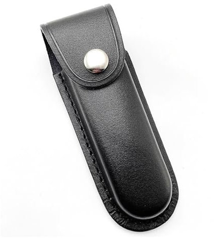 streeHerjjkeA1 Gaine de Couteau en Cuir pour Ceinture | Étui Pliant Étanche à Bouton-Pression et Passant de Ceinture | Accessoire Extérieur Robuste pour Camping, Chasse, Randonnée (12 cm, Noir)