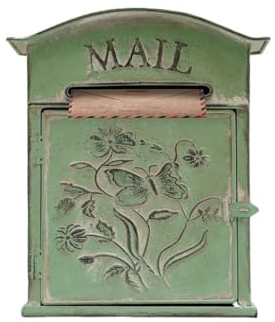 Postale per Esterno da parete Cassetta postale vintage Cassetta postale vintage da parete Cassetta postale in metallo Decorazione esterna da giardino Artigianato Verde per pareti, pareti