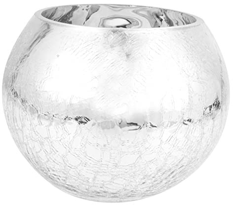 MAGICLULU Moderne Glasvase Aus Silberbeschichtetem Glas Blumenvase Für Tischdekoration Dekorative Runde Vase Als Elegantes Wohnaccessoire