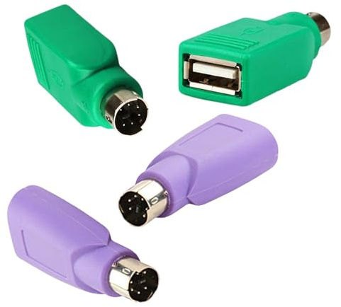 Vierone 4 adattatori da PS2 a USB viola e verde PS2 tastiera e mouse adattatore PS/2 a USB convertitore maschio a femmina compatto portatile Plug and Play