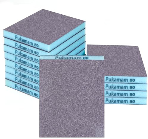 12 Stück Schleifschwamm Trocken & Nass Schleifpapier 80 Körnung Grob- Fein Schleifpapier Set Flexibles Schleifschwämme Schmirgelpapier für Holz, Metall, Wand, Lack, Autolack