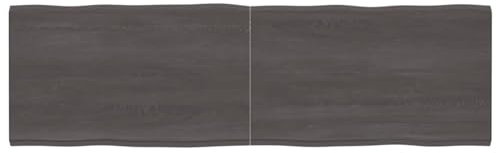 Tavolo in legno massello con bordo vivo, marrone scuro, 200 x 60 x (2-6) cm, ricambio per tavolino da caffè, tavolo da pranzo, scrivania, superficie rustica, decorazione per la casa, uso versatile