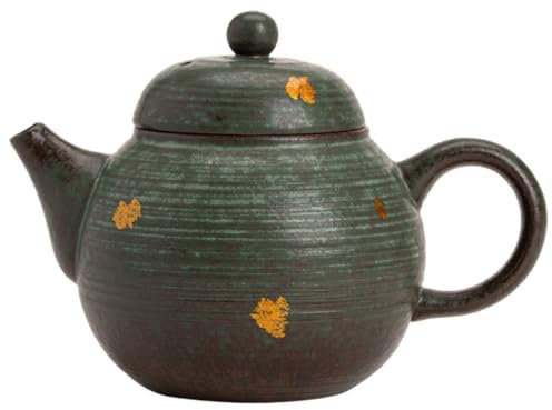 Théière en Terre Cuite, théière rétro en Bronze émaillé, Service à thé Domestique, théière Simple pour Infuser Le thé, théière en Porcelaine (Verte)