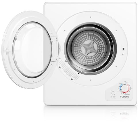 5KG Small Tumble Dryer, FOHERE Vented Dryers for Apartments and Small Home, 1200W Vented Tumble Dryer with Vent tube, 5 Automatic Drying Modes, White