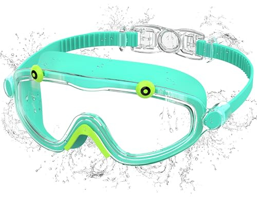 Ambiende dykglasögon för barn, imfria med UV-skydd, ett klicksystem och silikontätning – HD-simglasögon barn för 3–10 år unisex, cyan