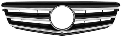 Frontstoßstangengrill Für Benz C-Klasse W204 S204 C204 C180 C350 Glänzend Schwarz Für AMG Stil Kühlergrill Chrom Silber Diamanten Stil Stoßstange Grille Auto Front Kühlergrill(Sport-Chrome Black)