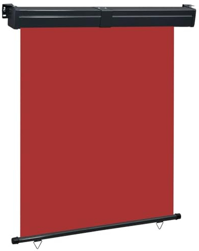 Tenda Laterale da Sole a Rullo, Rossa 145x250 cm, Tessuto Poliestere UV e Struttura Alluminio, Frangivista Balcone e Separe da Esterno, per Giardino e Terrazzo