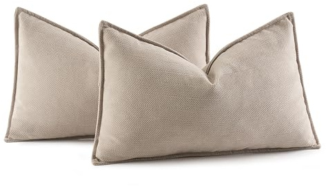 MIULEE 2er Kissenbezug 40x60 Beige Chenille Kissenhülle zierkissen | Weiche Kissenbezüge Sofakissen dekokissen zierkissen Elegantes Design für Couch Sofa Wohnzimmer
