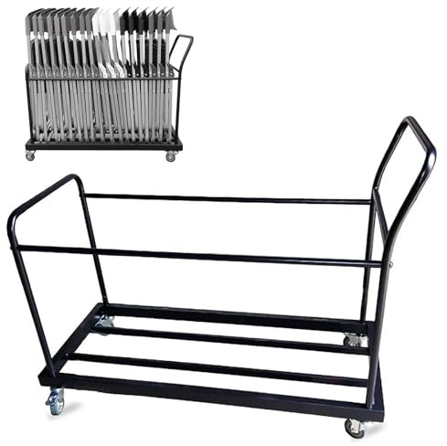 Chariot de Transport pour chaises empilables Pliables, Chariot de Rangement Utilitaire pour 20 chaises en résine, Support pour chaises de fête/Garage/Banquet/Mariage