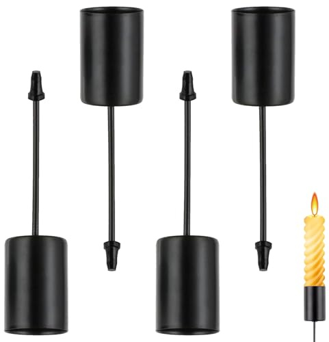 4 Kerzenhalter Sets,Schwarz Kerzenhalter Adventskranz,Passend Zu Stabkerzenhalter,Advent Zum Stecken,Mit Dornen Stabkerze,Geeignet FüR DIY Deko Und Weihnachten,KüChe Haus