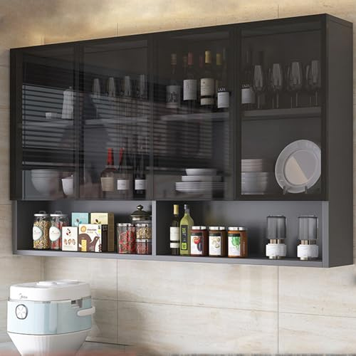 Narrow Wall Mounted Glass Display Cabinet Stylish Brown/Gray Bathroom & Kitchen nizer Hidden Handle Design Over The Toilet Storage Solution for Elegant Living Spaces