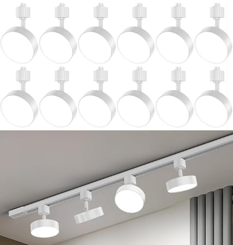 TuyuBEE Diffuse LED Track Lighting Heads H Type Track Light Heads Dimmable Kitchen Track Lighting Fixtures Ceiling, Compatible with H Track Rails - Flicker Free CRI90+ 3000K 12W 1000lm, 12 Pack White