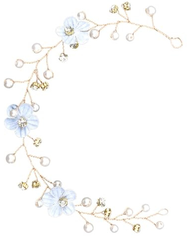Cabilock Accessoire de Coiffure Mariage Bleu Bandeau Floral Perles Décoratives Ornement de Cheveux pour Mariée Bijou de Tête Élégant pour Cérémonie et Fête