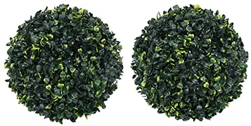 Mokuyary Künstliche Buchsbaumkugeln 2er Set 45 cm Kunstpflanze, Künstliche Pflanze Buchsbaum Kugel für Haus Wohnzimmer Schlafzimmer Büro Garten Hochzeit Deko