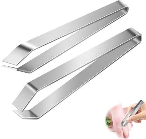 2 pinzas de cocina de acero inoxidable para la cocina, pinzas de espiga precisas para eliminar espinas de pescado, pinzas de espiga para pescado, pinzas de espiga con punta delgada, pinzas de cocina