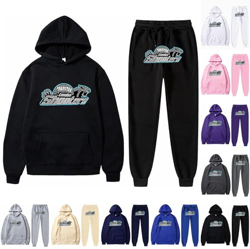Tuta da uomo, a maniche lunghe, Y2K, con cappuccio e pantaloni da jogging, set completo unisex, A 01, M