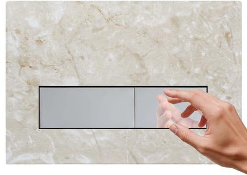 Mendorio Placca di Comando WC Compatibile con Geberit Duofix Sigma, Delta e Basic, Ricambio con Set di Barre di Spinta e Telaio di Montaggio per UP300 & UP320, 245 x 164 mm(Beige-Y4 & Cromato)