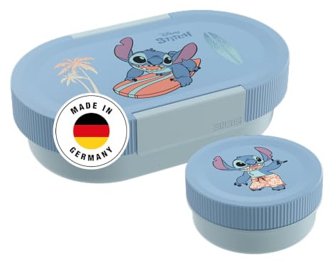 SIGG – LUMO Kids lunchlåda Disney Stitch Surfing Plus – innerskål och läckagesäker snackslåda – lämplig för mikrovågsugn och diskmaskin – BPA-fri – lätt – för skola, barn och fritid – ljusblå – 800 ml